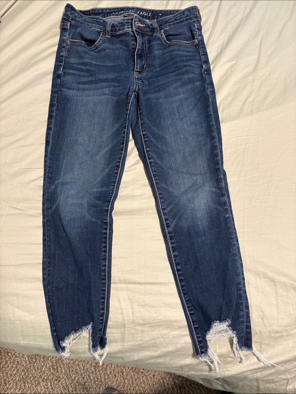American Eagle Outfitters Dark Indigo Distressed Ankle Jeans